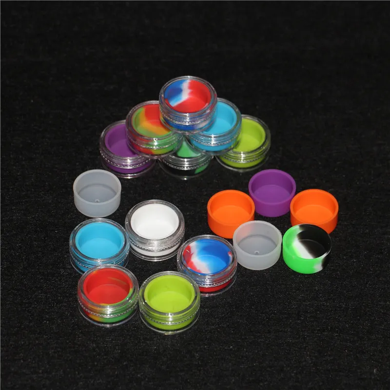 Acrylic silicon container 5ml wax concentrate make up silicone containers box food grade ABS makeup case dab dabber jars tool storage