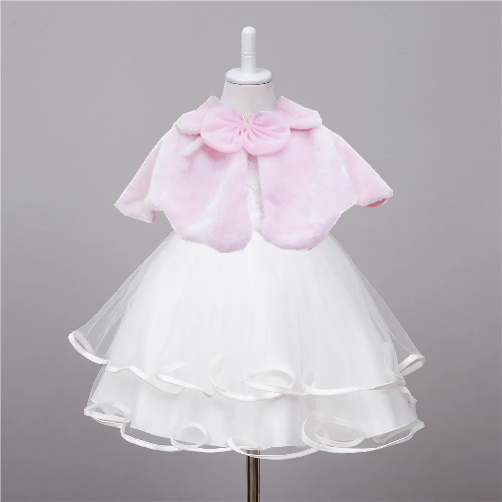 Elegante Winter Schal Prinzessin Mäntel Outwear Jacke Baby Mädchen Kleid Mädchen Manteau Weiß Plüsch Blume Mantel Mantel Kleidung4248515