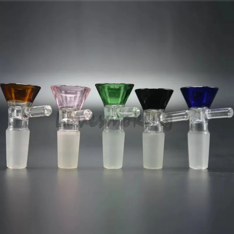 Slides para bongs deslizam acessórios Tabaco Herb Bowl Dry Heady para Bang 14mm 18mm de vidro feminino de 18 mm tigelas de vidro com alça