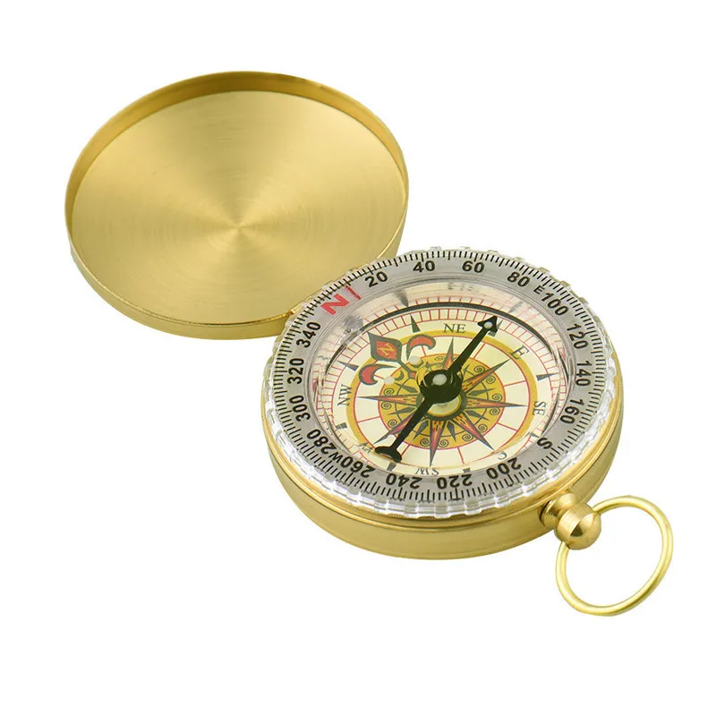 G50 Military Prismatic Sighting Pocket Watch Type Compass Copper Folding Compasses Basic Positioning Outdoor Location Map Pointing Guide