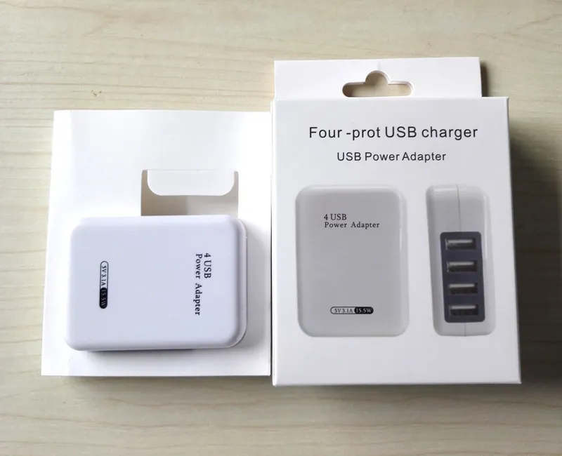 5V 3.1A Hoge snelheid 4 poort USB Muurader Draagbare Travel Charger Power Adapter met vouwbare stekker voor iPhone 7 6S Plus iPad Android-telefoon