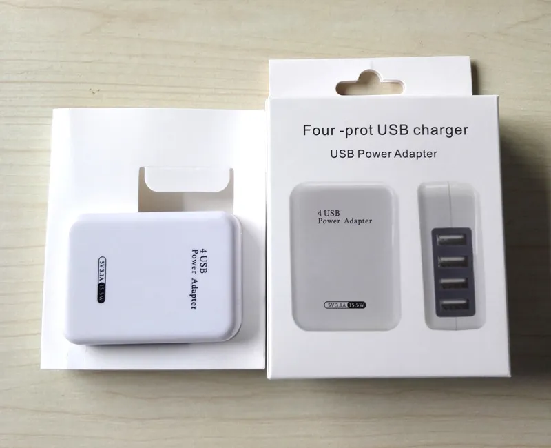 US Wtyczka UE 4 porty USB ładowarki ścienne 5 V 3.1A Adapter ładowarki Dogodne zasilacz Telefon Przenośna ładowarka do telefonu komórkowego