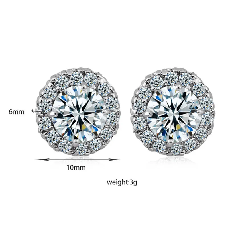 New Arrival Best Friends 18K White Gold Plated Earings Big Diamond Earrings for Women White Zircon Earrings