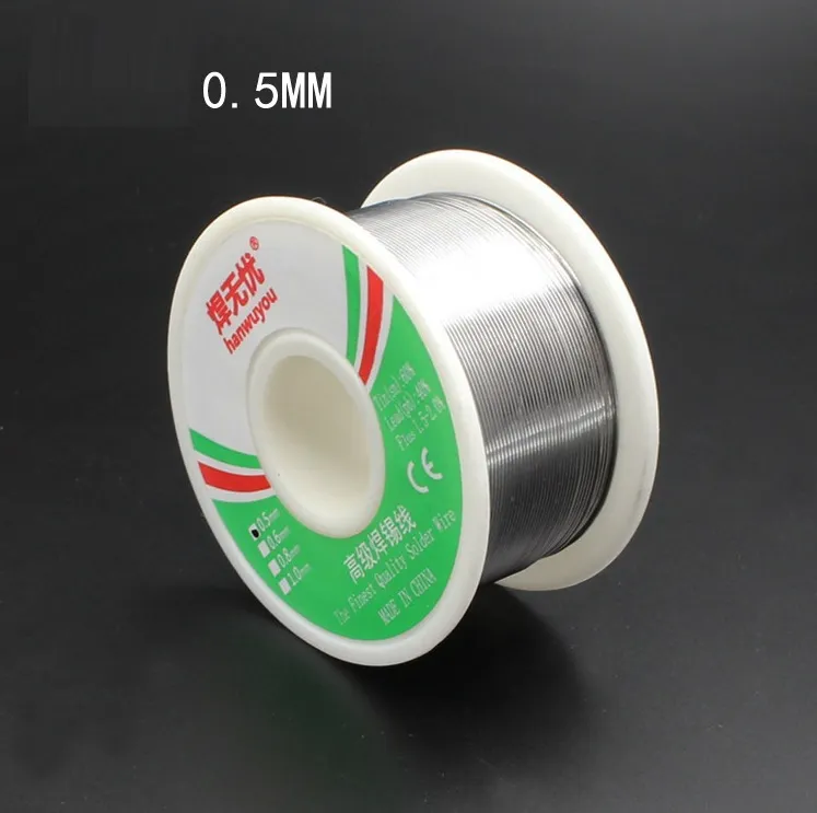 100g 63/37 Tin 0.5mm 0.6mm 0.8mm 1.0mm Rosin Core Tin/Lead 0.8mm Rosin Roll Flux Solder Wire Reel High Quality 55*28mm up