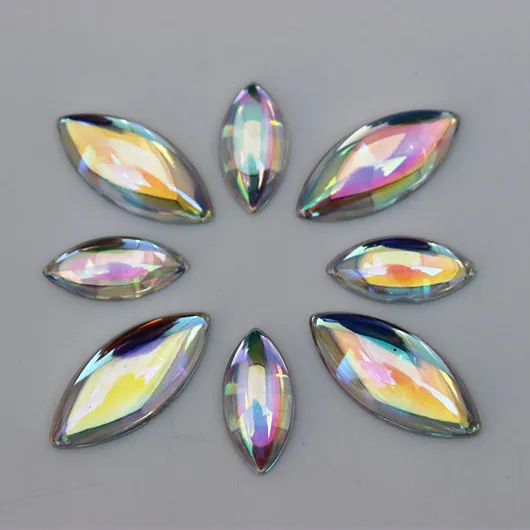 7 15 9 20mm AB Clear Horse Eye Marquise Shape Acrylic Rhinestone Strass Beads Diy Bride Dress Clothes Decoration ZZ183189Y