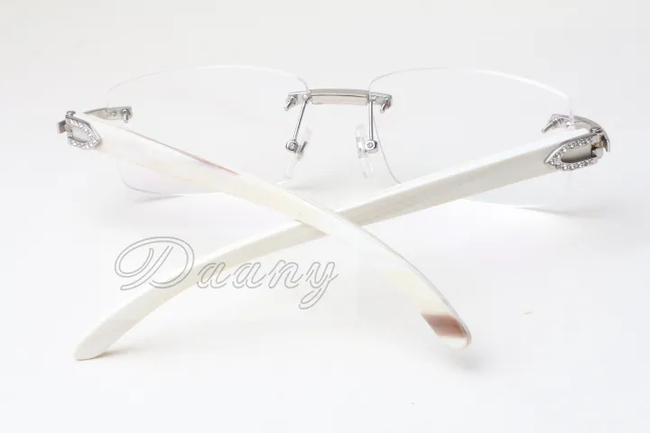 Direkte Art und Weise, hochwertige Brillen Rahmen, Brillengestell, T3524012, weiß natürlich Nashorn Horn, quadratische Diamantgläser, 58-18-140mm