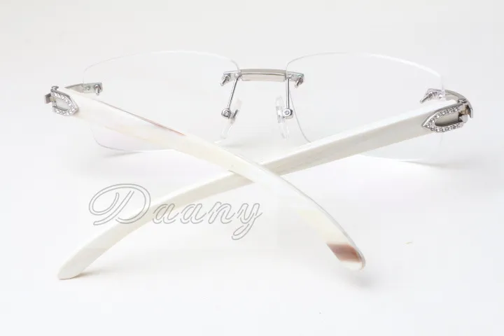 Direct fashion, high quality Eyeglasses frame, Spectacle frame, T3524012, white natural rhinoceros horn, square diamond glasses, 58-18-140mm