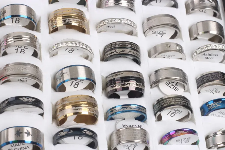 Wholesale mix stainless steel rings fashion jewelry party ring weeding ring Punk Vintage random style