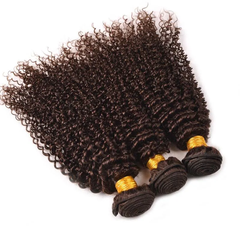 Brazilian Human Hair Brown Kinky Curly Extensions Weaves Unprocessed afro curly 4 Middle Brown Human Hair Bundles Real Pics1267619