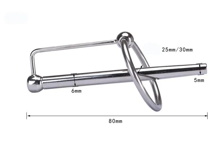 Le son urétral d'acier inoxydable joue la prise de pénis étirant le dispositif masculin de chasteté avec le tube sexy de cathéter urinaire d'anneau de coq