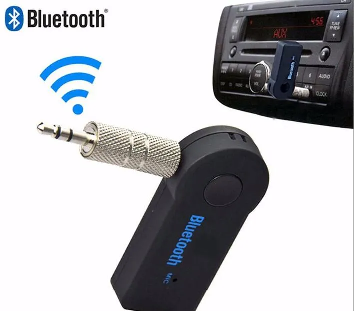 Mode Universal 3.5mm Bluetooth Car Kit A2DP Wireless AUX Audio Music Receiver Adapter Handsfree med MIC för telefon MP3 Retail Package