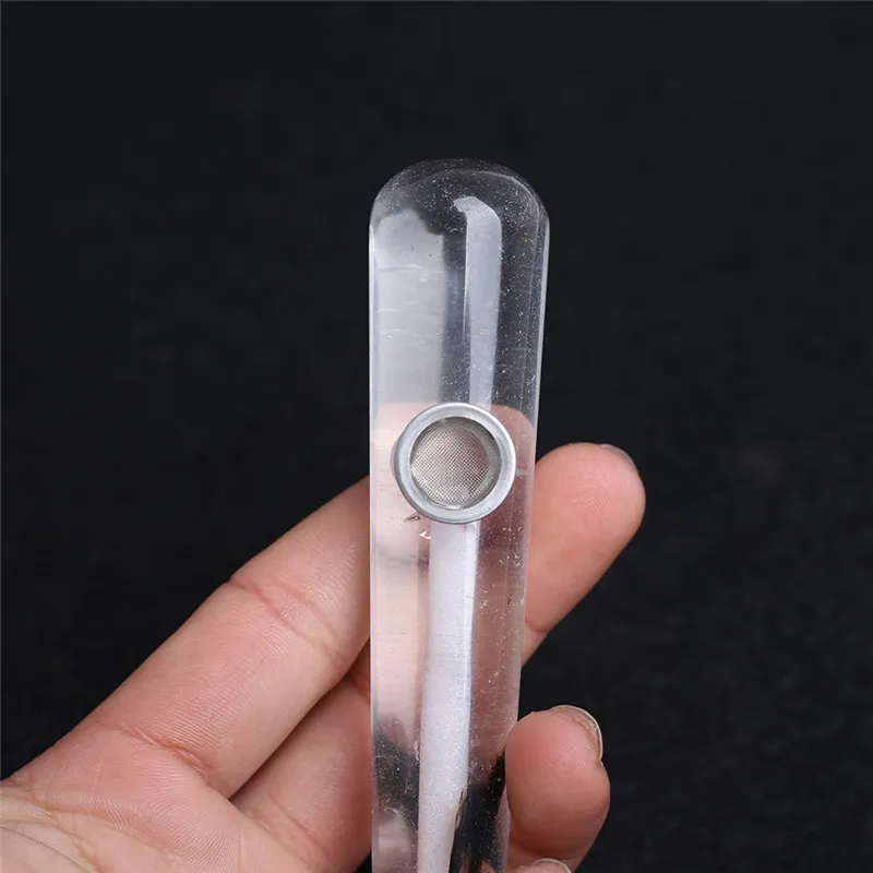 Rree hjt Whole Modern Clear Fused Quartz Crystal Smoking Pipes Healing Massage Wands Tobacco Wands Healin5032339