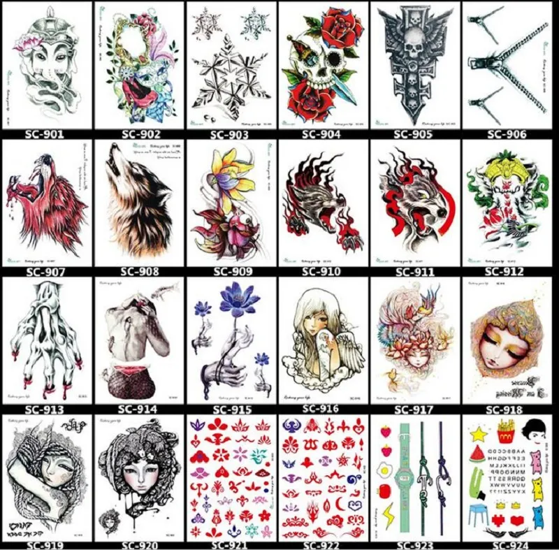 15105cm Tijdelijke nep-tatoeages Waterdichte tattoo-stickers body art Schilderen voor feestdecoratie etc gemengd oog paard kat butterf5008897