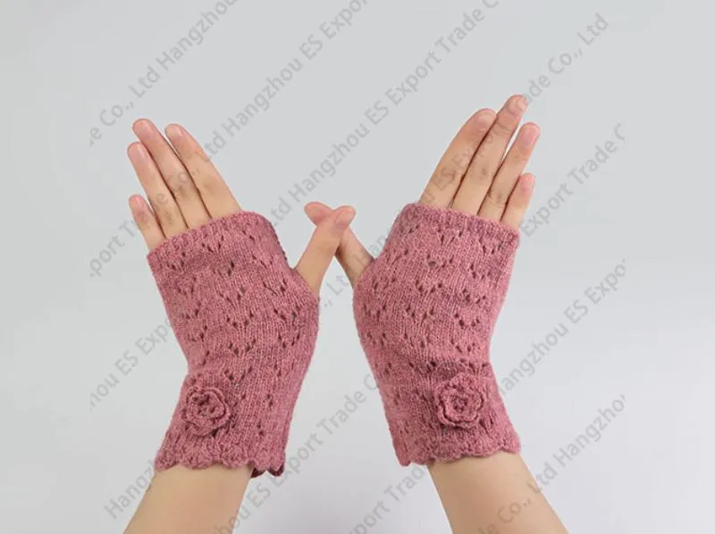 Qiuyan Mode Warme Zachte Comfortabele Polshandschoenen Winter Vingerloze Vrouwen Meisjes Arm Handschoenen Mitten Knit Gehaakte Dames, wijnrood, Eén maat