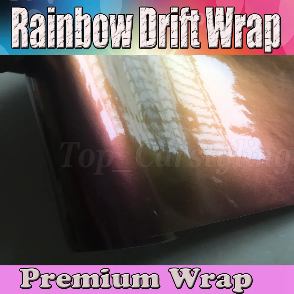 Chameleon Gloss Rainbow Drift Car Wrap with Air Bubble Free / Release som täcker Styling Flip Flop Shift Foil 1.52x20M 45x67ft Roll