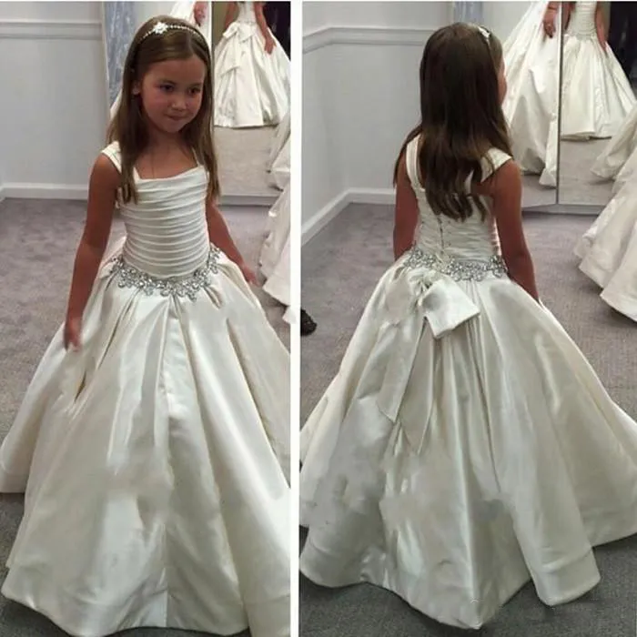 PNINA TORNAI Lovely Flower Girl Dresses Square Neck First Communion Gown Pageant Party Dress Beach Sash