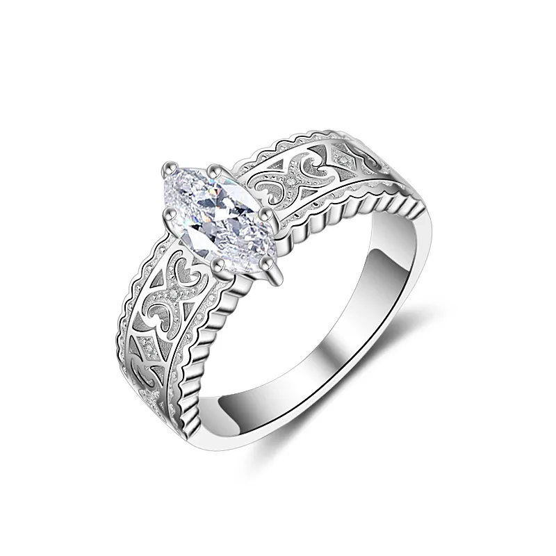 925 Серебряное кольцо стерлингового кольца винтажное увлечение ясным большим кольцом для женских модных украшений