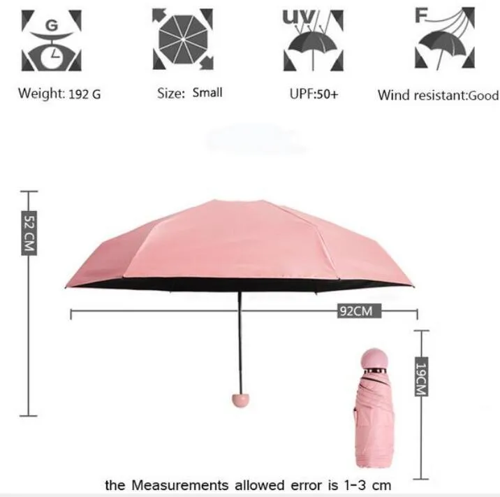 Jakość kapsułki Mini kieszeni parasol przezroczni Men039s parasol wiatroodporne składane parasole kobiety kompaktowe parasole deszczowe 3414008