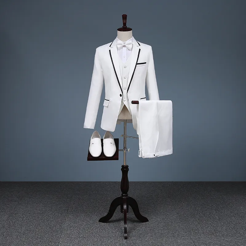 Prawdziwe obrazy Proste męskie Garnitury 3 Sztuk Ślub Tuxedos Custom Made Groom Sets for Wedding (Kurtka + Pant + Kamizelka)