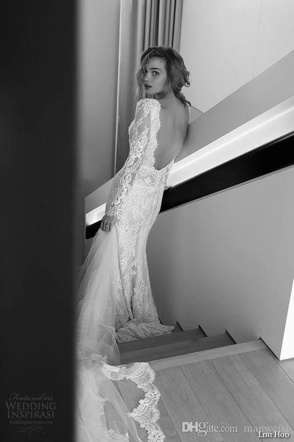 Vintage Lace kleinfeld mermaid wedding dresses with Long Sleeves and Backless Design - Perfect for Brides Vintage Lace kleinfeld mermaid wedding dresses with Long Sleeves and Backless Design - Perfect for Brides