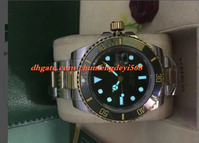 Relógio de moda 18 K Ouro Aço Original Cerâmica Verde 116610 Pulseira De Aço Inoxidável Automático Movemen Homens Relógios Top Quality Luxo Assista