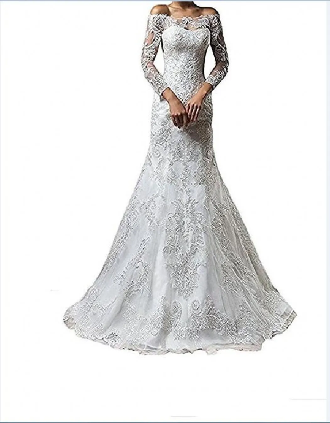 Vintage Bateau Neck Lace Long Sleeve Wedding Dresses With Detachable Skirt Plus Size Illusion Train vestido de noiva Bridal Gown Ball