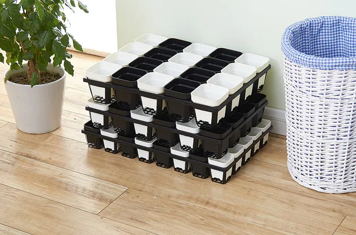 Vente en gros de Moq 5 Taille Option Pots plastiques carrés durables pour plantes, coupes de pépinières de pépinières de pépinières vivantes jardinières