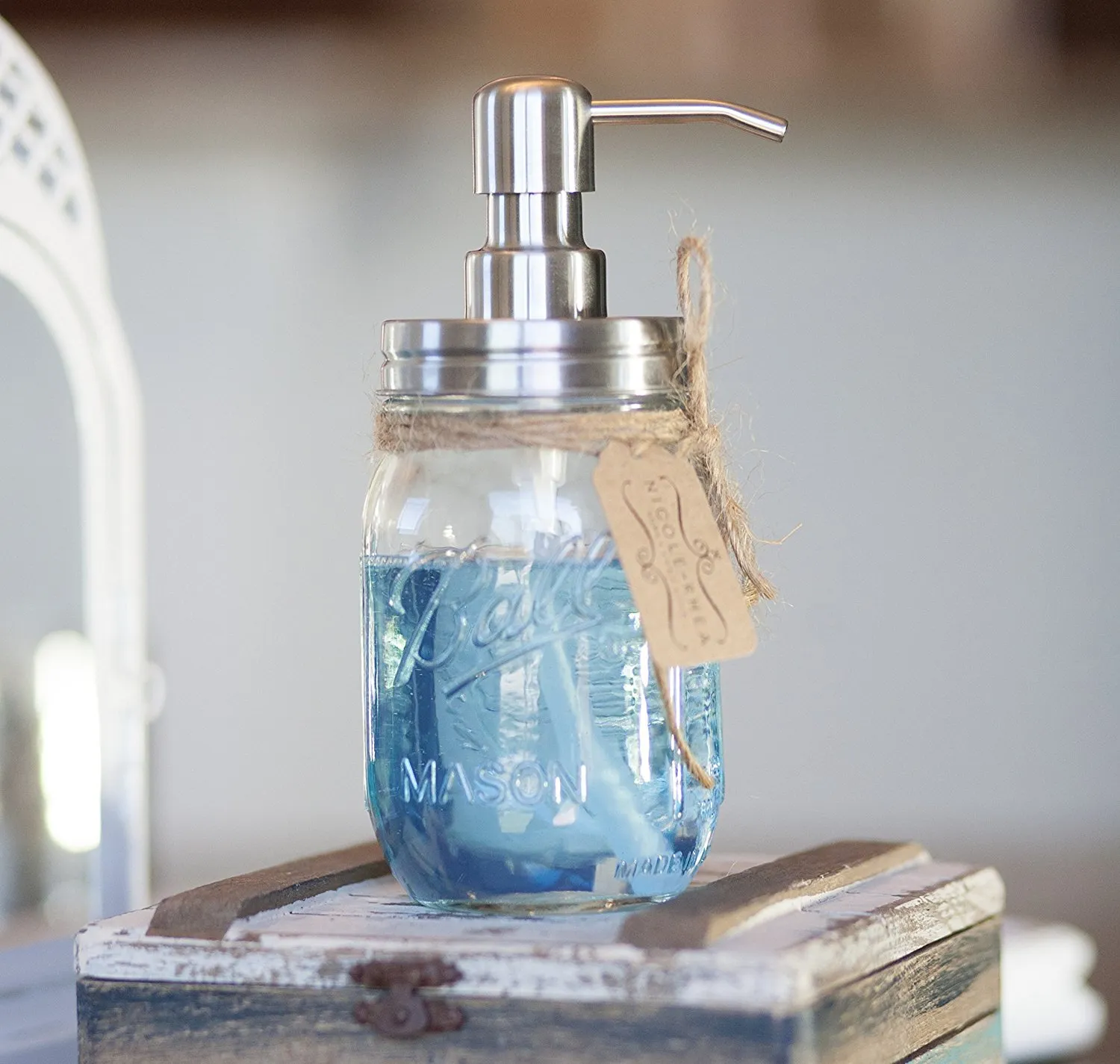 Mason Jar sabonete Líquido Rust grátis Aço Inoxidável 304 Lotion Dispenser Perfeito Holiday Gift para a cozinha ou o Jar Banheiro não cluídos