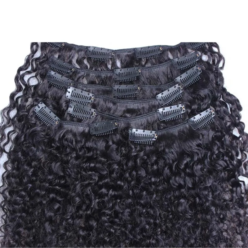 Human Hair Clip in Extensions Afro Kinky Clip in Extensions 100G 7 stks Natuurlijke kleur African American Clip in menselijke haarextensies