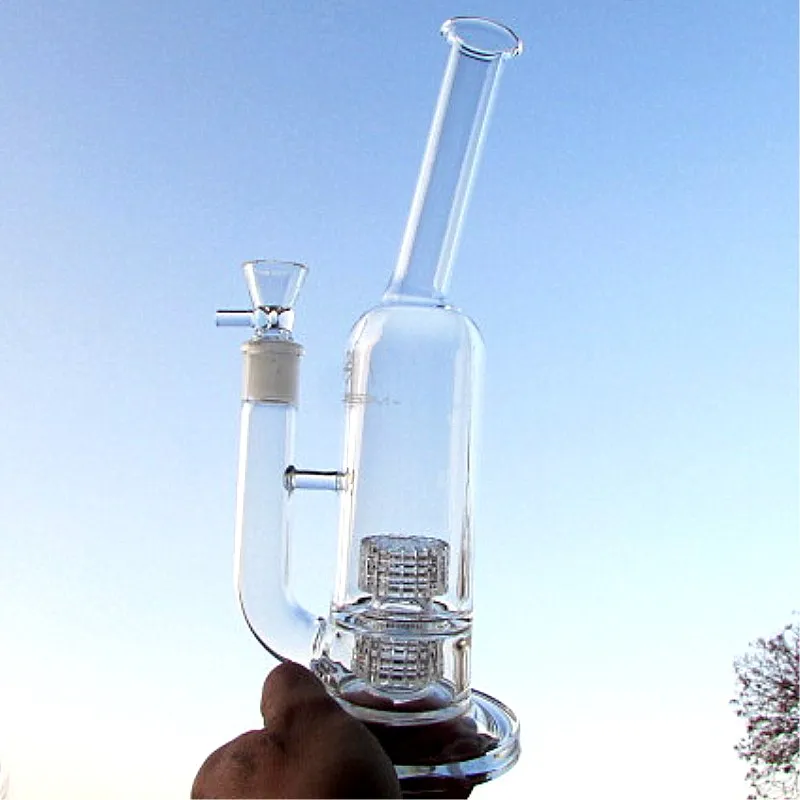 Mobius Glass bong Stereo dabs herb oil rigs Double Stereo Matrix Perc heavy base fab glass bong two styles famale joint 18.8mm