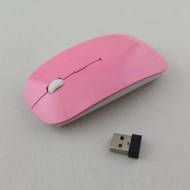 Möss av högsta kvalitet Ultra Thin Wireless Mouse Candy Color and Receiver 24G USB Optical Colorful Special Offer Computer Mouses5848266