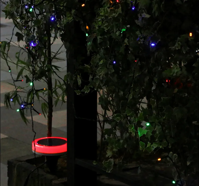 مع التي RGB مصباح حبة مجانا engery في الطاقة الشمسية الجنية الملونة في الهواء الطلق عيد الميلاد الديكور أدى ضوء الليل