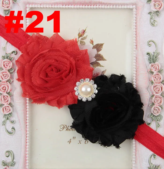 Newborn Baby Girl Christening Head Pieces 2017 with Hand Flowers & Pearls 28 Different Colors Infant Toddler Girl Headbands Birthday Wedding