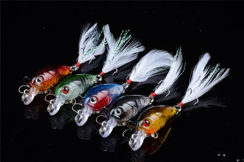 ABS Plastik Tatlısu Fiaving Krank Yem 4G 4.5 cm Mini Minnow Lure 8 # Tiz Kanca Olta Takımı