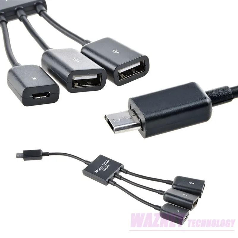 500pcs/lot* 3 in 1 micro USB Host OTG Hub Cable Adapter Dual Micro USB For Samsung Galaxy S7 S6 S3 S4 Google Nexus