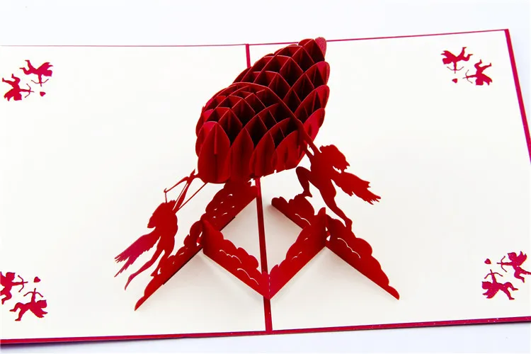 Creative День Святого Валентина Сердце поздравительных открыток 3D всплывает kirigami Origami Свадебные приглашения Праздничные партии