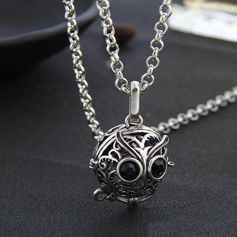 New Hollow Animal Owl Locket Wish Box Necklace for Perfume Aromatherapy Essential Oil Perfume Fragrance Diffuser 