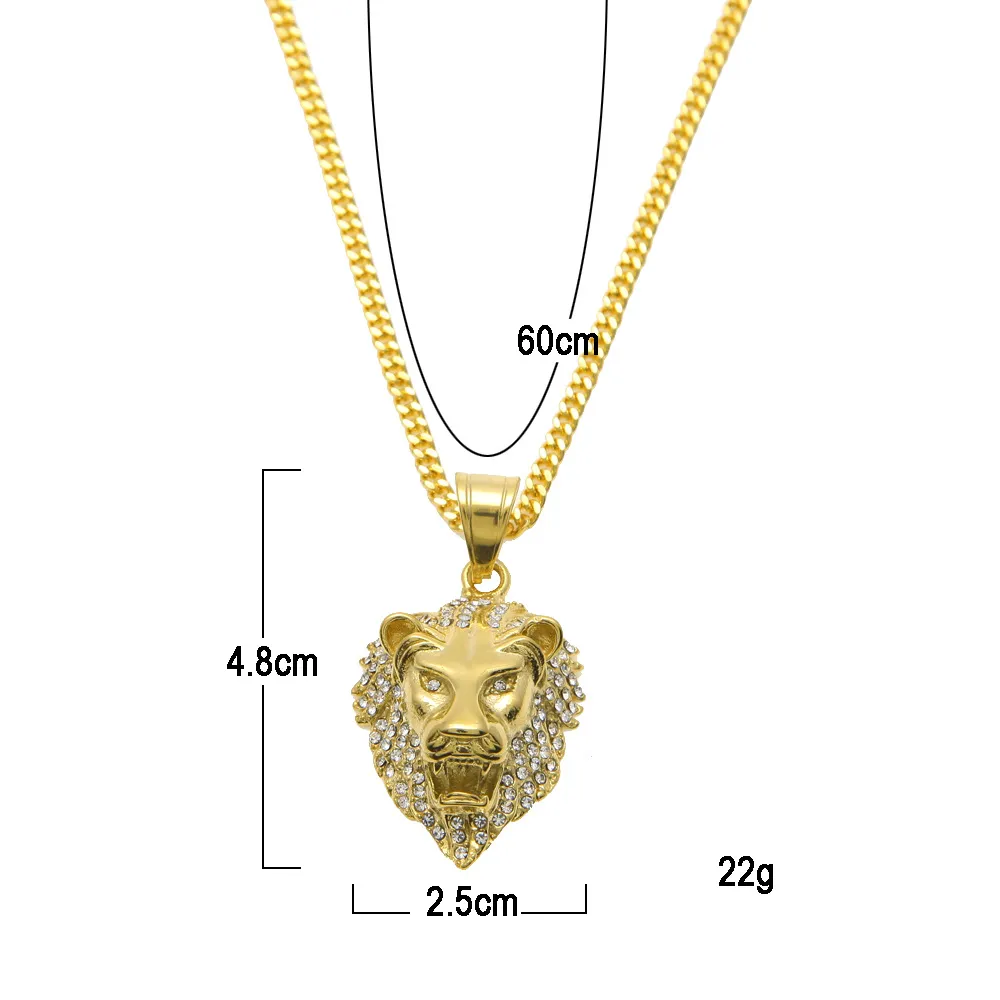 Mode Hip Hop Lion Hoofd Hanger Ketting 18 K Vergulde Plated Bling Charm Hangers voor Vrouwen Mannen