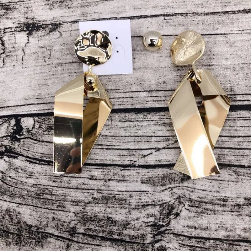 Fashion Brand Vintage metal Leaf stud earrings for women punk jewelry Gold ball earrings pendant club party bijoux accessories268w