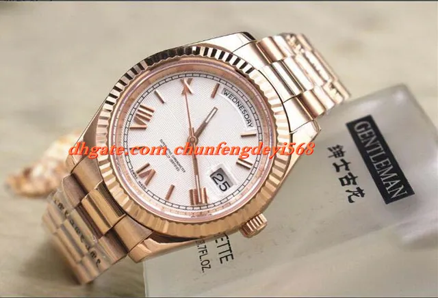 럭셔리 MENS 218238 II 로즈 골드 자동 기계식 무브먼트 41MM LRGEST SIZE UNWORN 블랙 다이얼