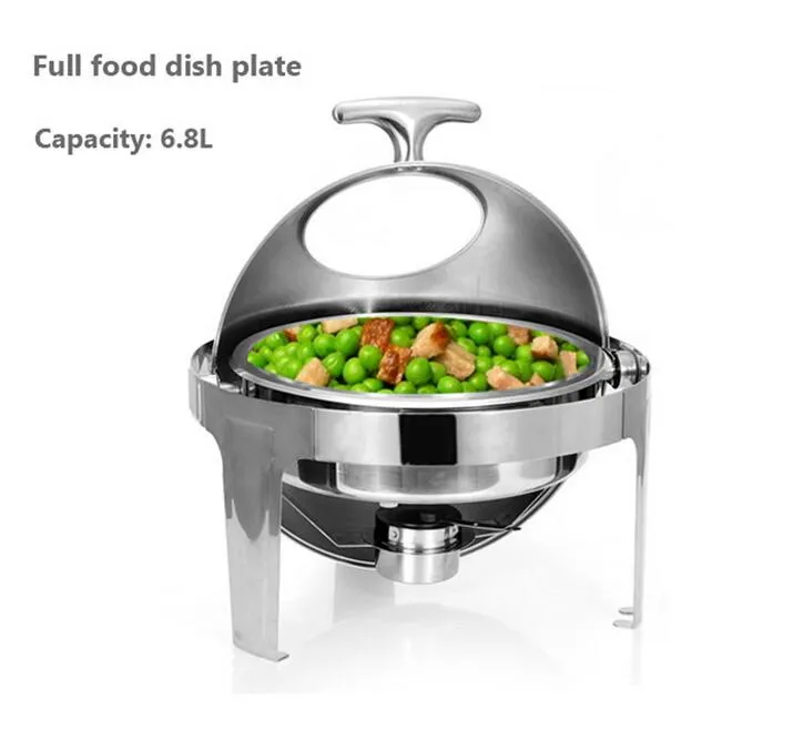 Hot Sale Stainless Steel Flip Round Buffet Chafing Dish With Window