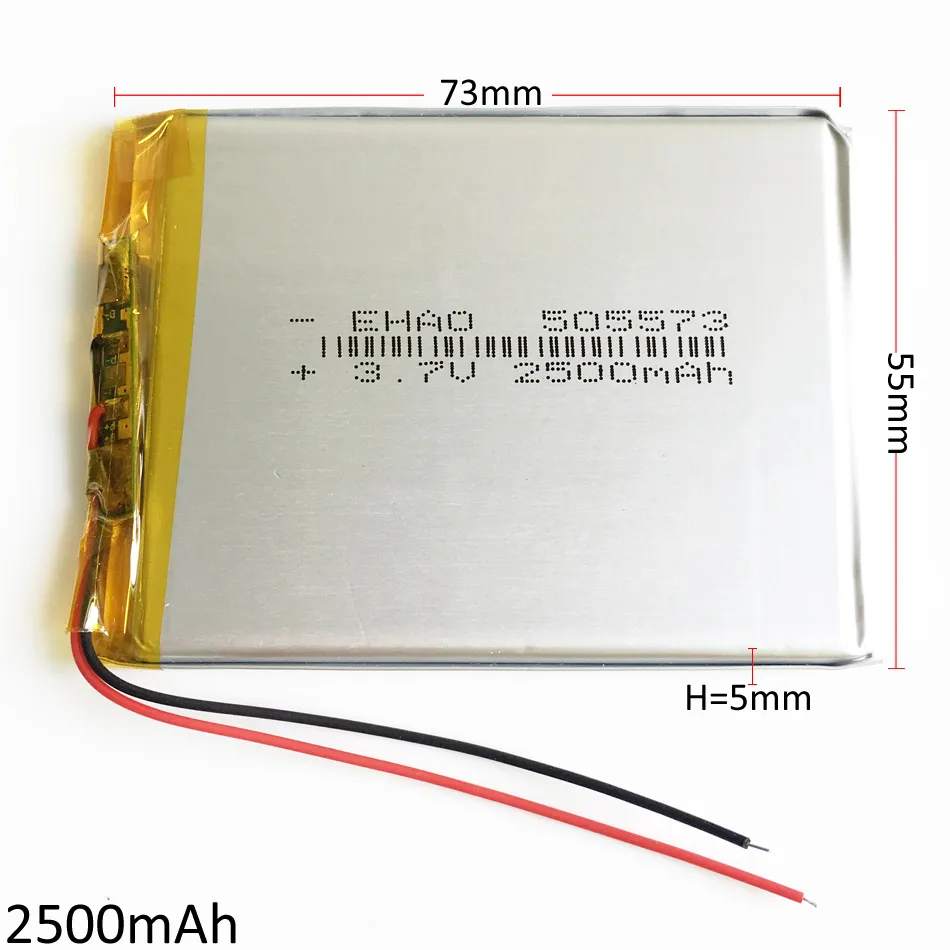 EHAO 505573 3.7V 2500mAh Li Polymer Lithium Rechargeable Battery high capacity cells For DVD PAD GPS power bank Camera E-books Recorder