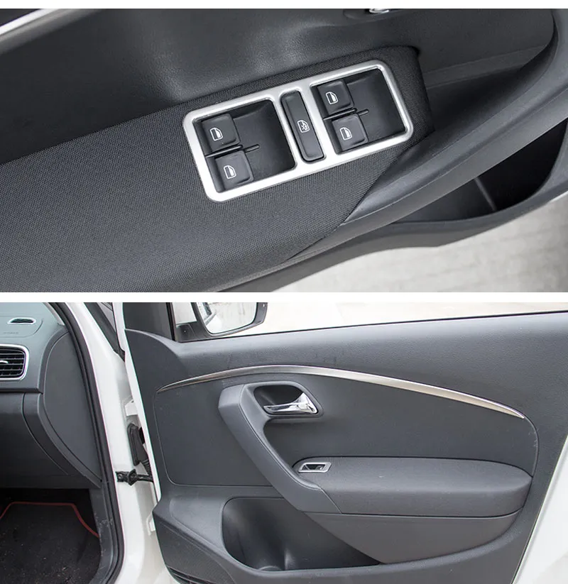 Auto Styling Rvs Interieur Deur Venster Lift Schakelpaneel Cover voor VW POLO 2012-2016 Trim decoratie accessoires