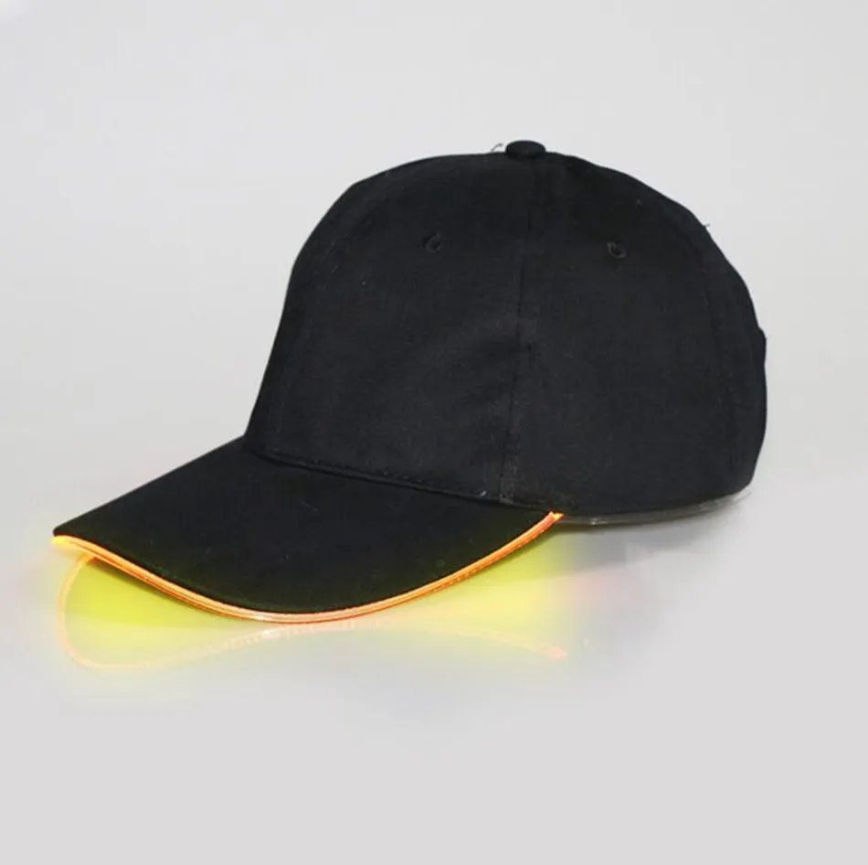 LED Waseball Caps Bawełna Czarny Biały Shining Light Light Ball Caps Glow W Dark Regulowane Snapback Czapki Luminous Party Hats OOA2116