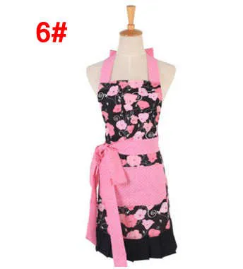 Cotton Retro flower Kitchen Apron Woman Flirty Aqua Damask Ruffled Chef Floral Cooking Aprons top quality with the factory price