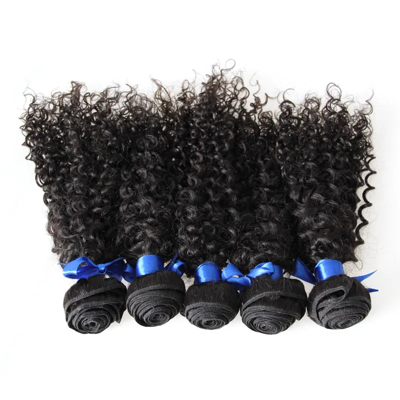 Brasileño Kinky Curly Virgin Hair Weave 5 Bundles 100% Extensiones de cabello humano Cabello virgen rizado rizado negro natural, sin derramamiento, sin enredos