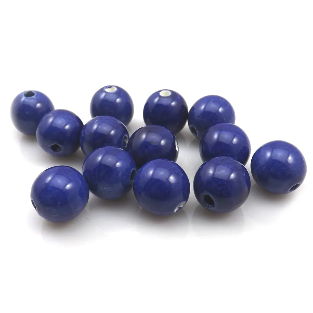 High Quality 14mm Royal Blue Round Ceramic Loose Beads For DIY Jewelry Making 