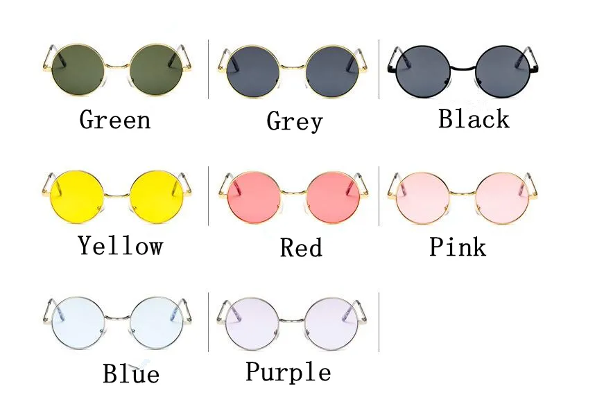 Ocean candy color lens Pink Blue Gothic Steampunk Unisex Sunglasses Men Women Eyeglasses Round Brand Designer Sun glasses Mirror