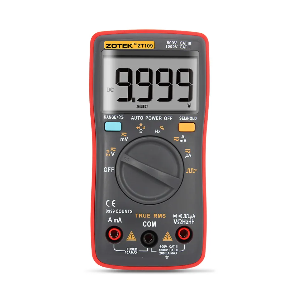 ZT109 Palm-Store True-RMS digital multimeter 9999 Counts Square Wave Backlight AC DC Spänning Ammeter Aktuell OHM Auto / Manual