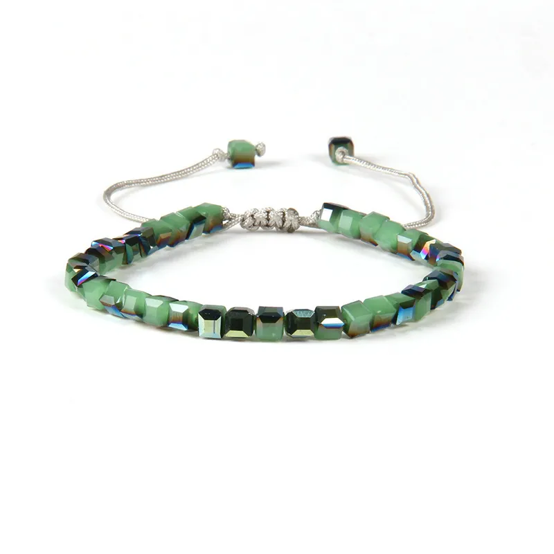 Bijoux d'été nouveau Design à la mode, mélange de couleurs entières, perles carrées en cristal de Jade de 6mm, macramé, bracelets de tressage bon marché, 274U
